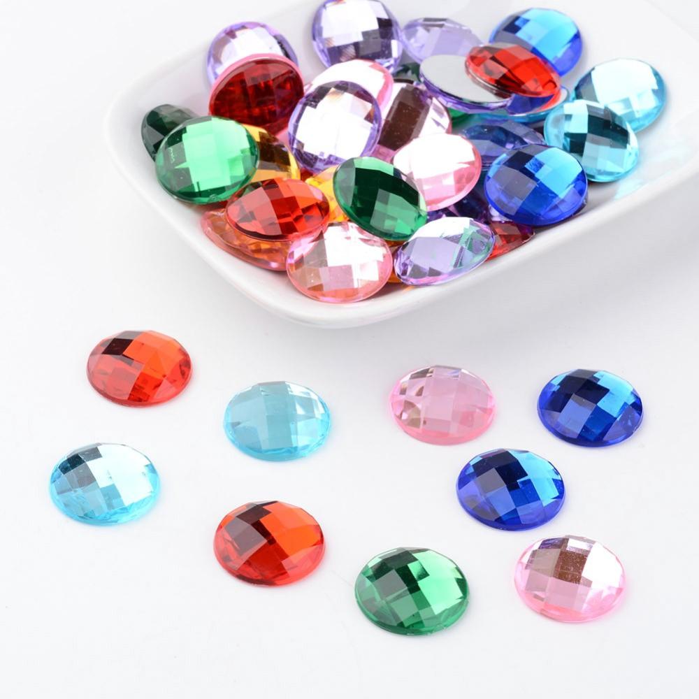 PandaHall Imitation Taiwan Acrylic Rhinestone Flat Back Cabochons, Faceted, Half Round/Dome, Mixed Color, 16x5mm, 500pcs/bag Acrylic...