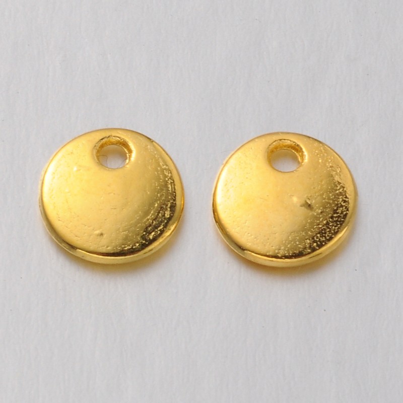 PandaHall Alloy Pendants, Blank Stamping Tags, Lead Free, Flat Round, Golden, 8x1.5mm Alloy Flat Round
