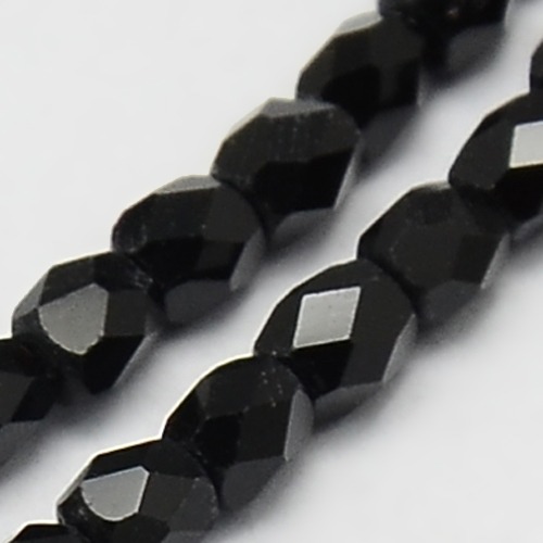 PandaHall Crystal Glass Barrel Beads Strands, Faceted, Black, 3.5x3x3mm, Hole: 1mm; about 99pcs/strand, 12.9" Glass Barrel Black