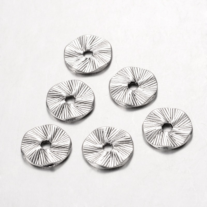 PandaHall Alloy Beads, Lead Free and Cadmium Free, Flat Round, Antique Silver, about 13mm in diameter, 1mm thick, hole: 2.5mm Alloy Flat...