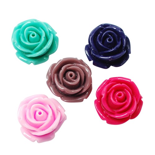 PandaHall Mixed Resin Flower Cabochons, 19x12mm Resin Flower Multicolor