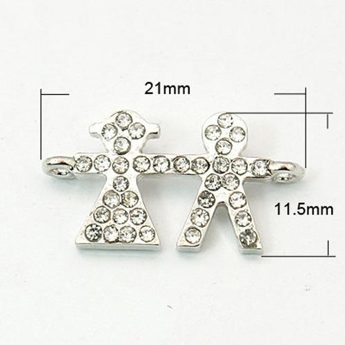 PandaHall Lead Free Platinum Tone Alloy Grade A Crystal Rhinestone Links for Valentine's Day, 11.5x21x2mm, Hole: 1.5mm Alloy+Rhinestone...