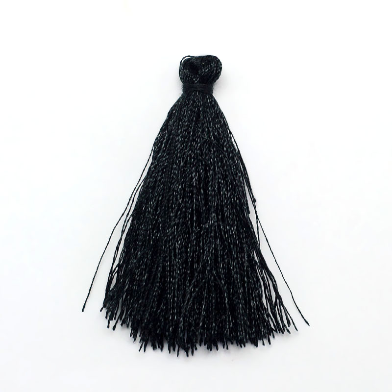 PandaHall Polyester Tassel Pendant Decorations, Black, 37~43x5mm; about 200pcs/bag Polyester Black