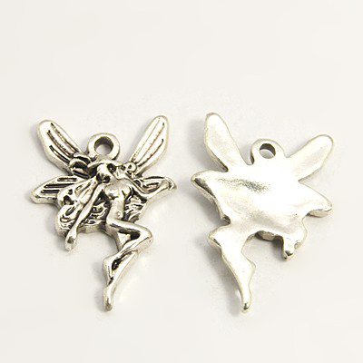 PandaHall Tibetan Silver Pendants, Angel, Antique Silver, Lead Free and Cadmium Free, 22.5x15x2.5mm, Hole: 1.5mm Alloy Angel & Fairy