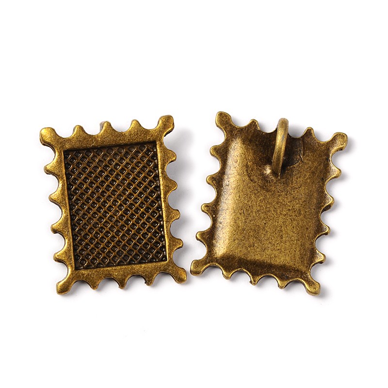 PandaHall 20PCS Antique Bronze Rectangle Tibetan Style Alloy Pendants, Lead Free & Nickel Free, 24x18x5mm, Hole: 2.5mm Alloy Rectangle