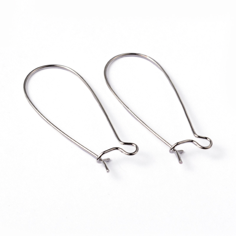 PandaHall Brass Hoop Earring Wires Hook Earring Making Findings, Lead Free, Cadmium Free and Nickel Free, Platinum, 14mm wide, 33mm long...