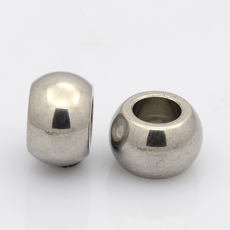 PandaHall Rondelle 304 Stainless Steel Beads, Stainless Steel Color, 12mm, Hole: 6mm Stainless Steel Rondelle