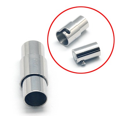PandaHall 304 Stainless Steel Magnetic Screw Clasps, Column, 18x7mm, Hole: 5mm Stainless Steel Column