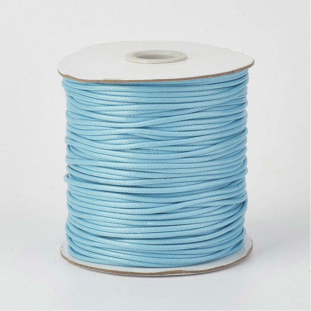 PandaHall Environmental Korean Waxed Polyester Cord, LightSkyBlue, 1mm; about 200yards/roll(182.88m/roll) Waxed Polyester Cord