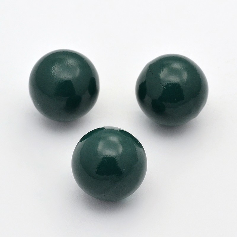 PandaHall No Hole Spray Painted Brass Round Ball Chime Beads, Fit Cage Pendants, DarkSlateGray, 14mm Brass Round Gray