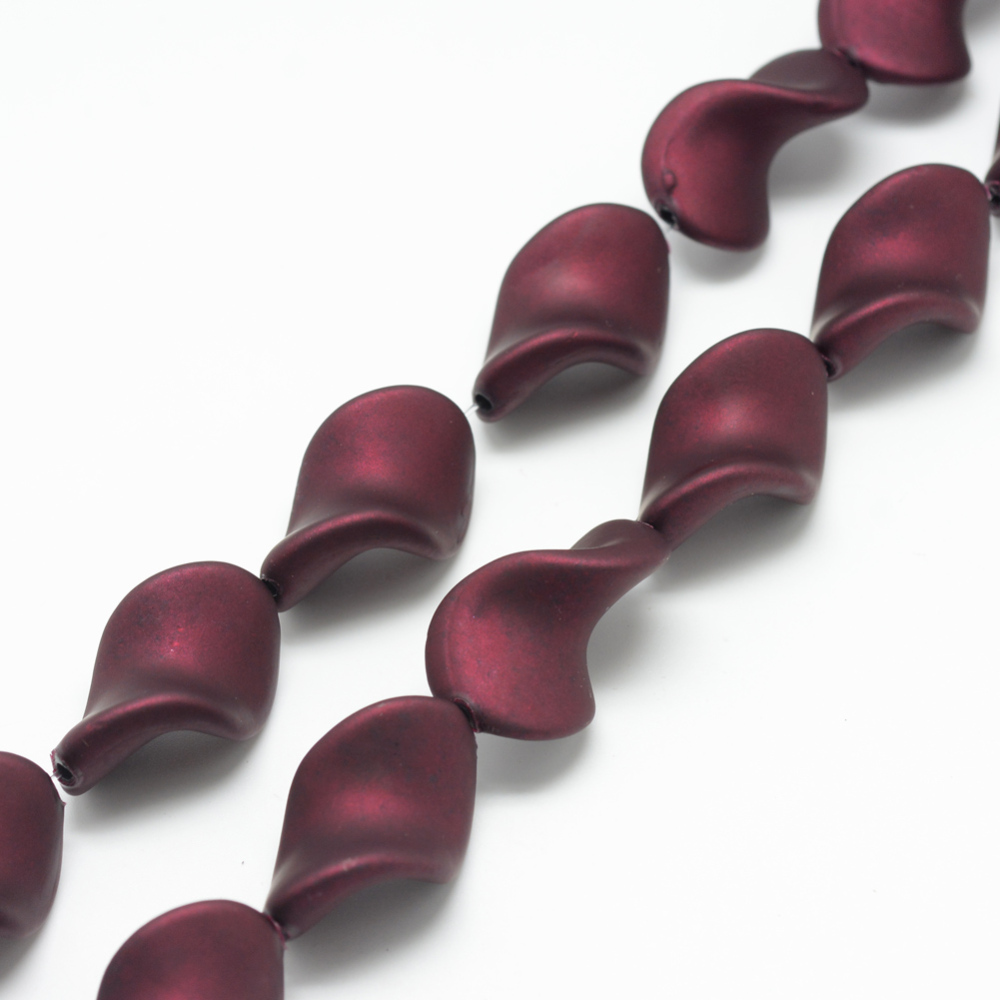 PandaHall Rubberized Style Acrylic Beads Strands, Twist, DarkRed, 27.5x17.5x13.5mm, Hole: 2mm Acrylic Twist Red