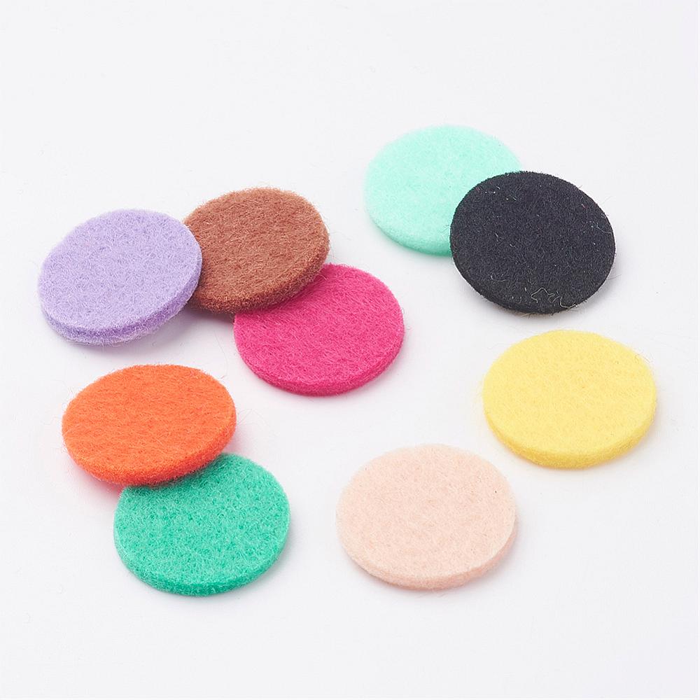PandaHall Fibre Perfume Pads, Essential Oil Diffuser Locket Pads, Flat Round, Colorful, 22.5x3mm; about 9pc/bag Fibre
