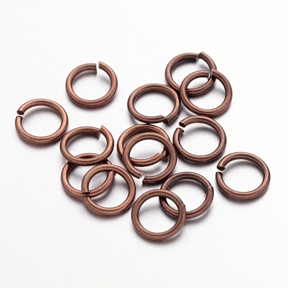PandaHall Red Copper Color Brass Jump Rings, Close but Unsoldered, about 7mm in diameter, 1mm thick; about 5mm inner diameter Brass Ring
