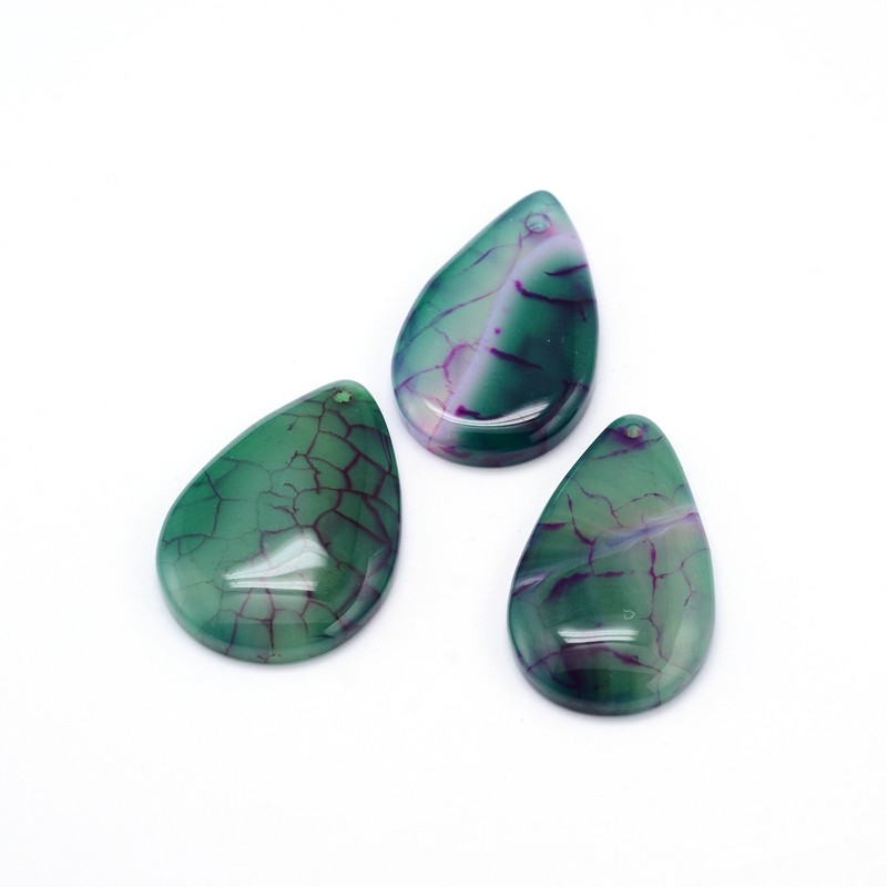 PandaHall Natural Gemstone Pendants, Drop, Agate, 30~34x20~23x5~6mm, Hole: 1.5mm Natural Agate Drop