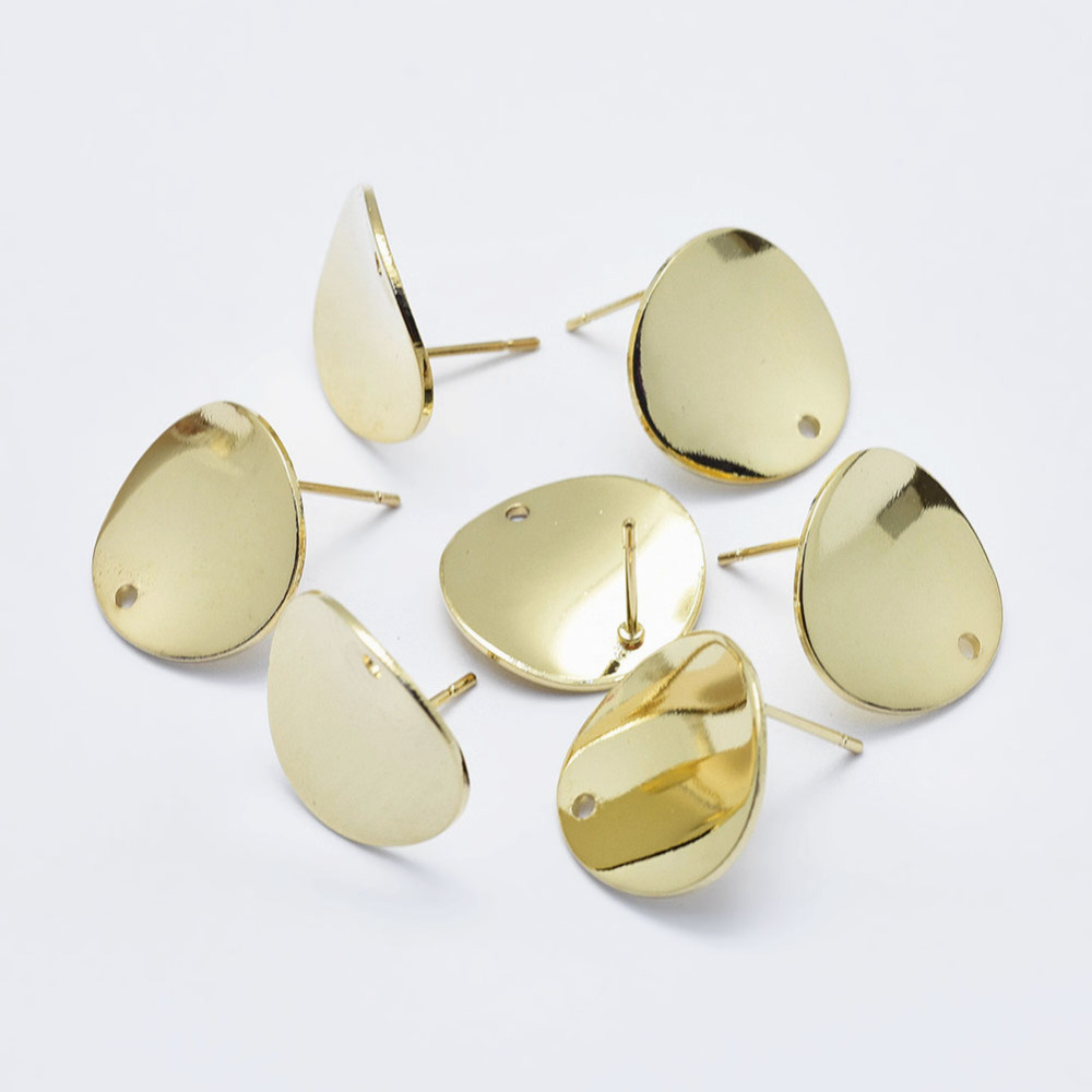 PandaHall Electroplated Brass Stud Earring Findings, Long-Lasting Plated, Real 18K Gold Plated, Nickel Free, Flat Round, 16mm, Hole: 1.5mm;...