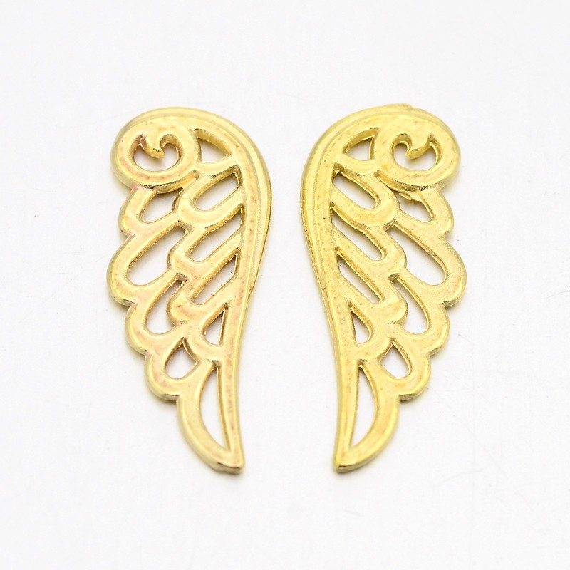 PandaHall Tibetan Style Pendants, Lead Free and Cadmium Free, Wing, about 24mm long, 9.5mm wide, 1.5mm thick, hole: 1.5mm, LF10839Y.Golden...
