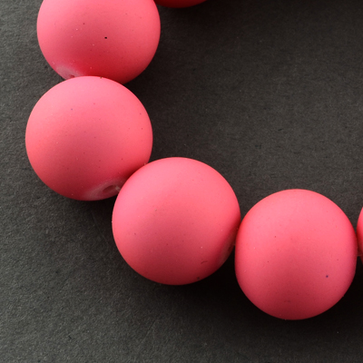 PandaHall Painted Glass Bead Strands, Rubberized Style, Round, Flamingo, 8mm; Hole: 1.3~1.6mm; about 100pcs/strand, 31.4" Glass Round Pink