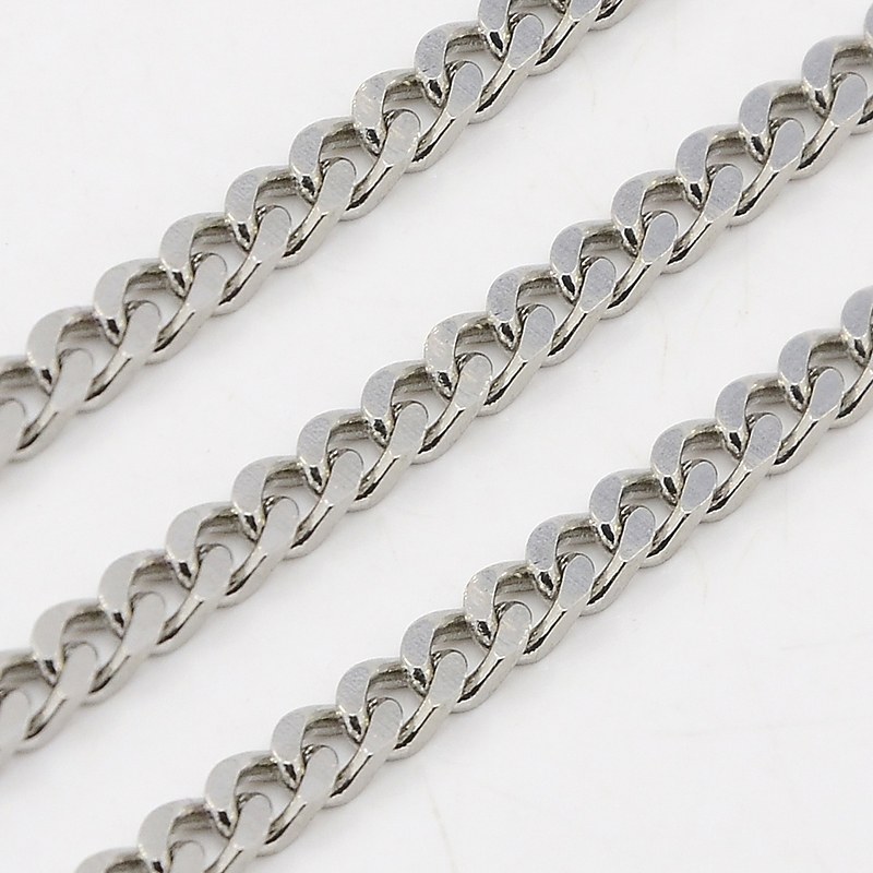 PandaHall 304 Stainless Steel Twist Chains, Faceted, Unwelded, Stainless Steel Color, 3x1.5mm Stainless Steel