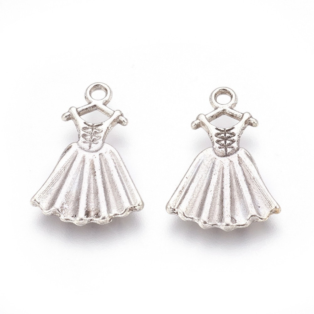 PandaHall Tibetan Style Alloy Pendants, Cadmium Free & Lead Free, Cloth, Antique Silver, 20x13.5x1.5mm, Hole: 1.5mm Alloy Clothes