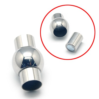 PandaHall 304 Stainless Steel Magnetic Clasps, Oval, 18x11mm, Hole: 6mm Stainless Steel Oval