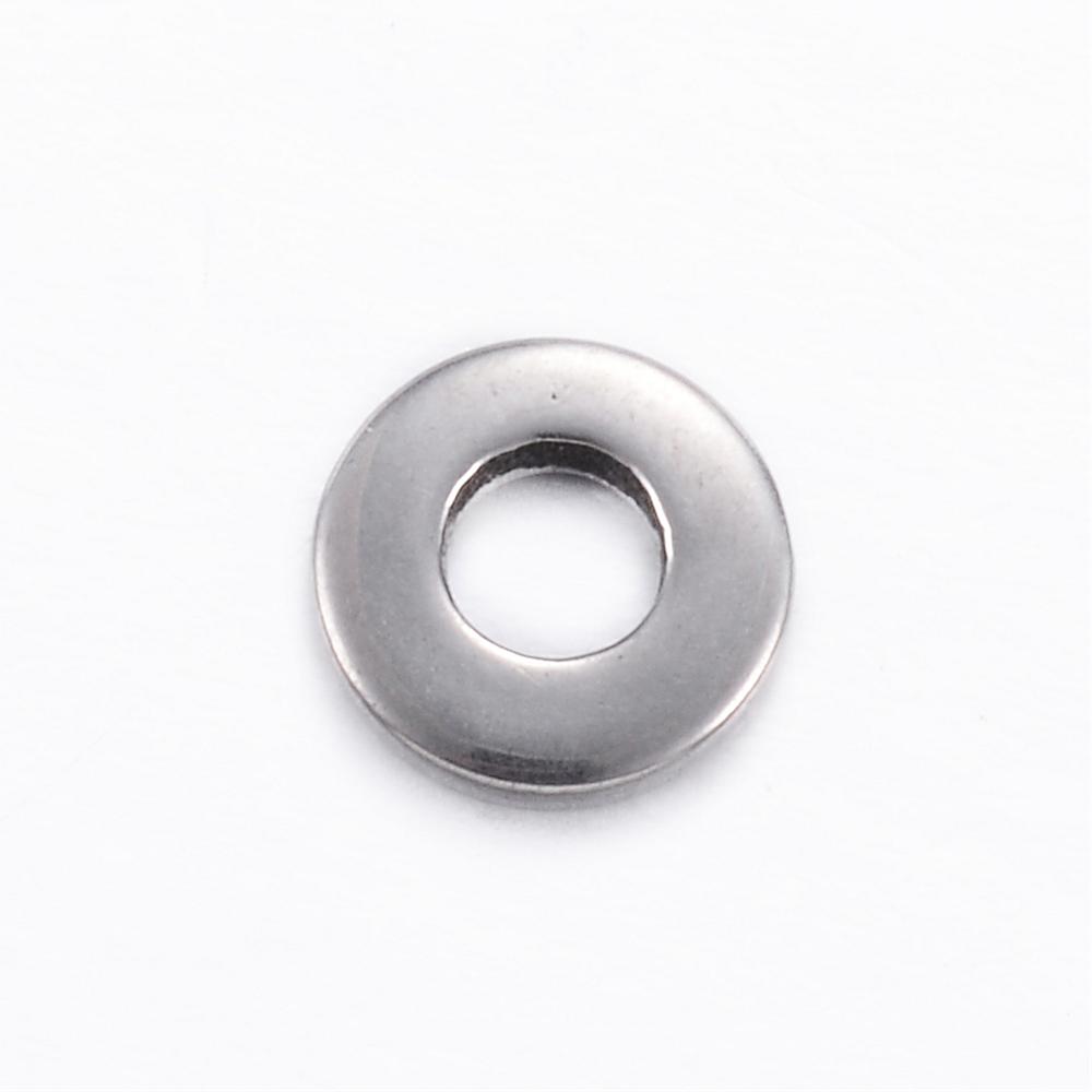PandaHall 304 Stainless Steel Beads, Donut, Stainless Steel Color, 8x2mm, Hole: 3.5mm Stainless Steel Donut