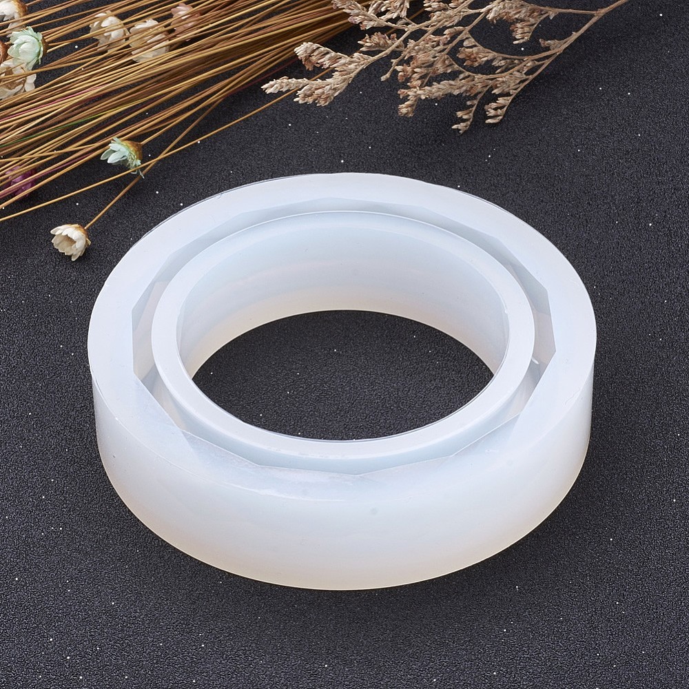 PandaHall Ring Shape DIY Silicone Molds, For Resin Jewelry Making, for Making Bangles, White, 82.5x19.5mm Silicone White