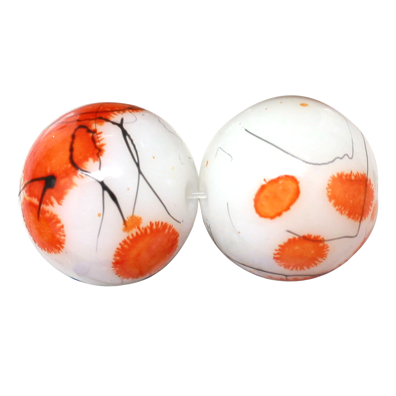 PandaHall Baking Painted Drawbench Glass Bead Strands, Round, OrangeRed, 8~8.5x7.5~8mm, Hole: 1.5mm; about 106pcs/strand, 31.4" Glass Round...