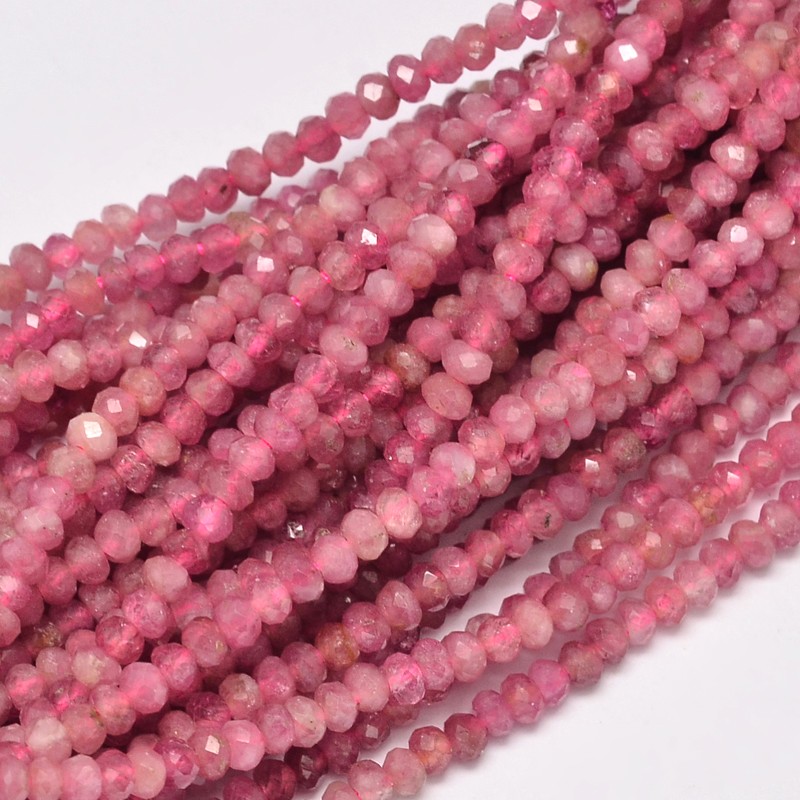 PandaHall Faceted Abaucs Natural Tourmaline Bead Strands, 3x2mm, Hole: 1mm; about 187pcs/strand, 15.5" Tourmaline Abacus