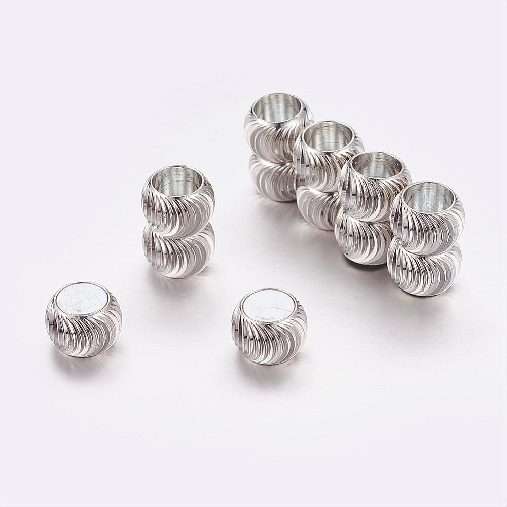 PandaHall Rondelle Brass Magnetic Clasps, Platinum, 16x11.5mm, Hole: 6mm Brass Rondelle