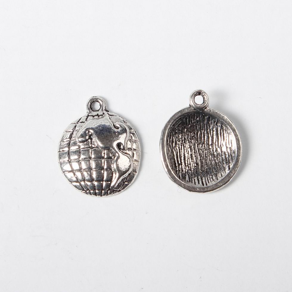PandaHall Half Globe Tibetan Style Pendants, Cadmium Free & Nickel Free & Lead Free, Antique Silver, 16x13x3mm, Hole: 1.5mm Alloy Half Round