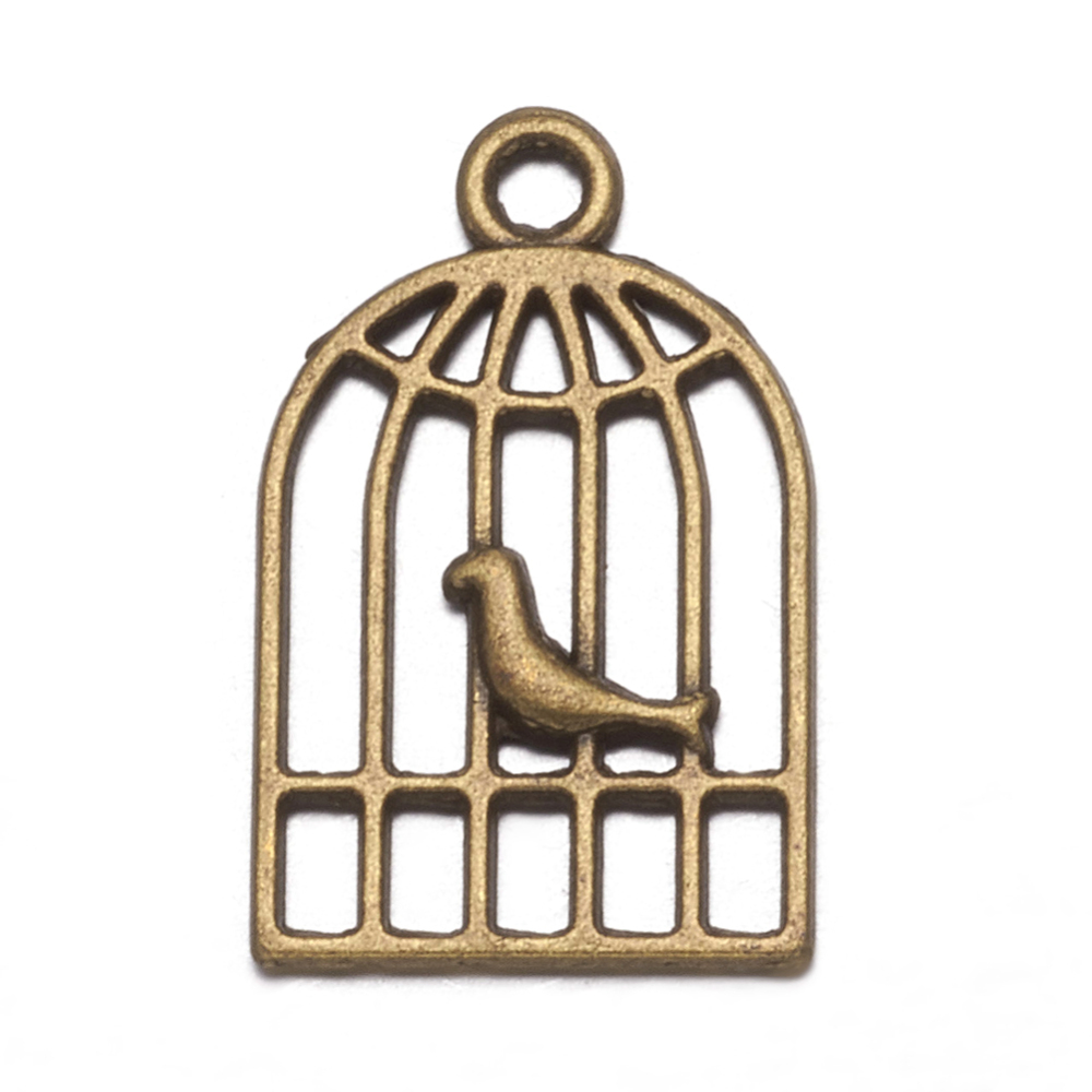 PandaHall Zinc Alloy DIY Antique Bronze Plated Vintage Tibetan Silver Bird in Cage Pendants, Lead Free, Nickel Free and Cadmium Free...