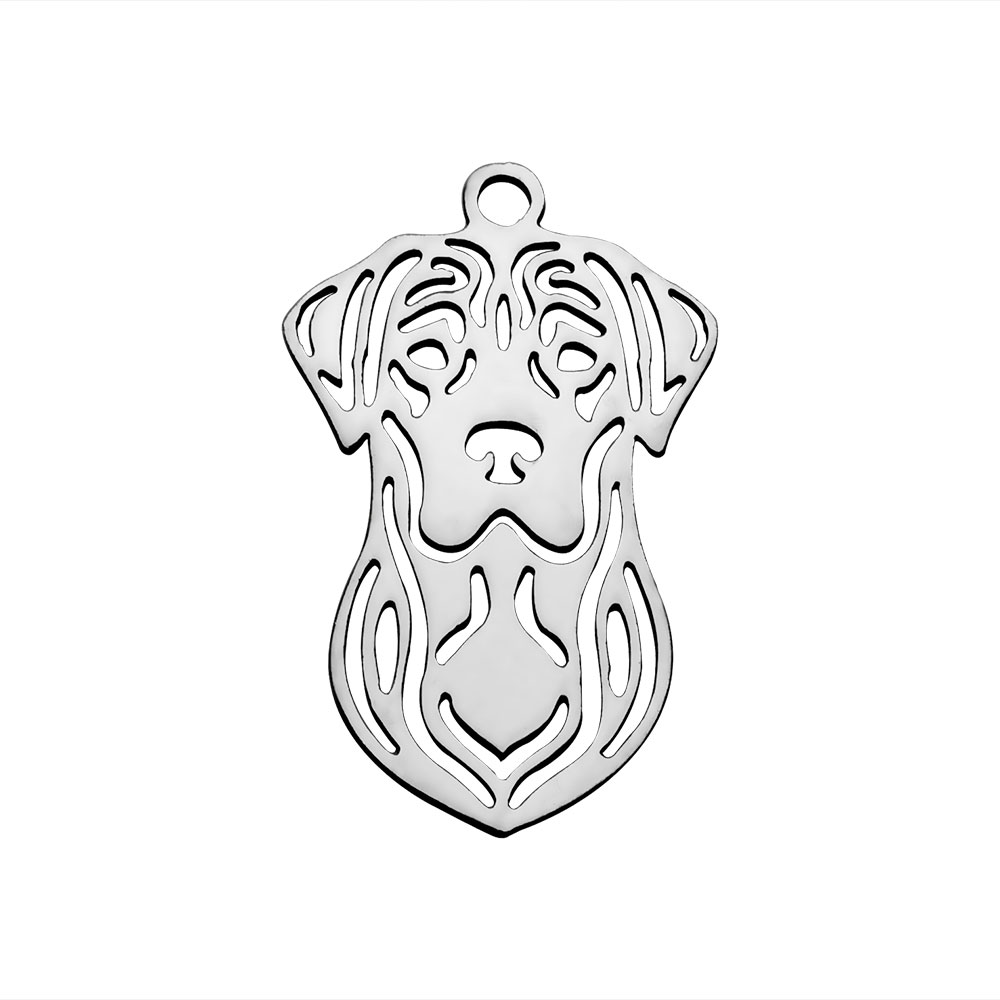 PandaHall 304 Stainless Steel Pendants, Dog, Stainless Steel Color, 24.5x16x1mm, Hole: 1.5mm Stainless Steel Dog