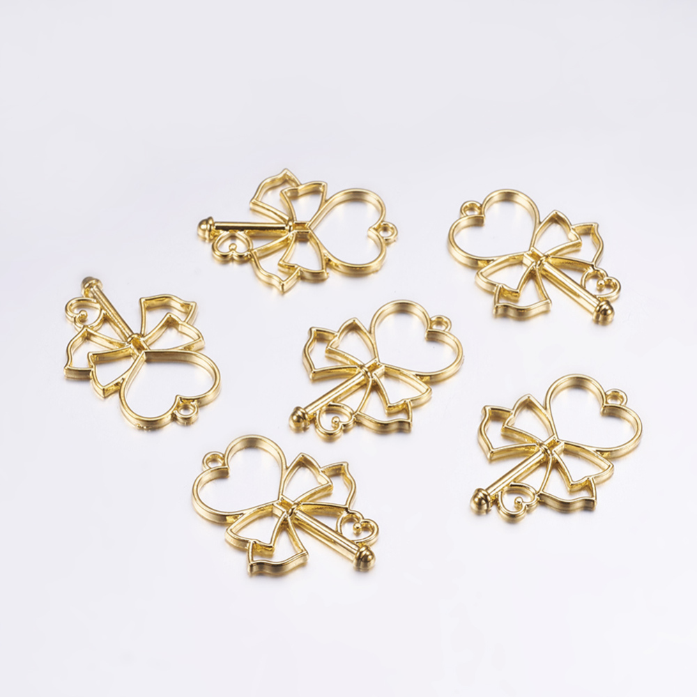 PandaHall Alloy Open Back Bezel Pendants, For DIY Resin, Pressed Flower Jewelry, Key with Heart, Golden, 38.5x29.5x3.5mm, Hole: 3mm Alloy...