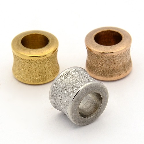 PandaHall Stainless Steel Stardust Beads, Large Hole Column Beads, Mixed Color, 9x11mm; One Hole: 5.8mm, Another Hole: 6.1mm Stainless Steel...