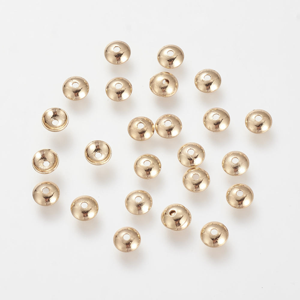 PandaHall Brass Bead Caps, Real Gold Plated, 4x1mm, Hole: 1mm Brass