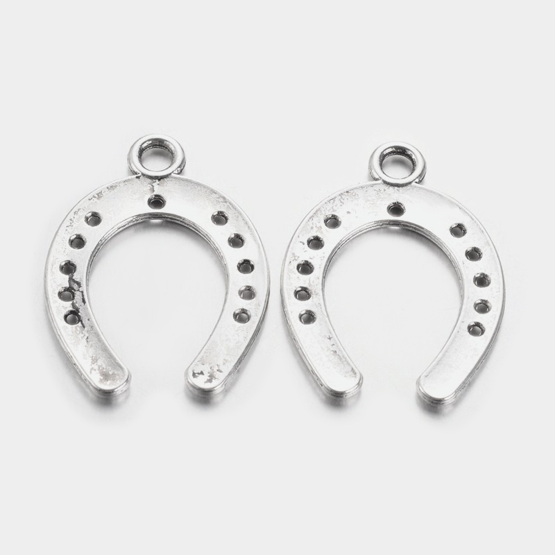 PandaHall Tibetan Style Horseshoe Pendants, Lead Free & Nickel Free, Antique Silver, 30x22x1.5mm, Hole: 1mm and 3mm Alloy Others