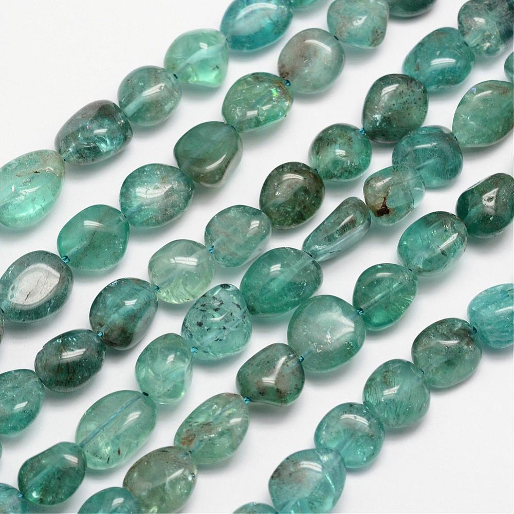 PandaHall Natural Apatite Bead Strands, Nuggets, 6~12x6~13mm, Hole: 1mm; about 15.74" Apatite Nuggets