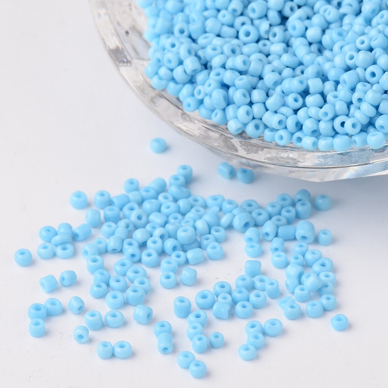 PandaHall 12/0 Opaque Colours Round Glass Seed Beads, LightSkyBlue, Size: about 2mm in diameter, hole:1mm, about 3303pcs/50g Glass
