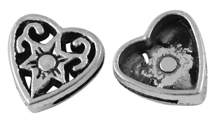 PandaHall Tibetan Style Silde Charms, Lead Free, Father's Day Jewelry Making, Heart, Antique Silver, 14mm long, 14mm wide, 4mm thick, Hole...