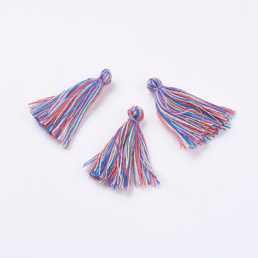 PandaHall Polyester Tassel Pendant Decorations, Colorful, 26~30x4mm Polyester