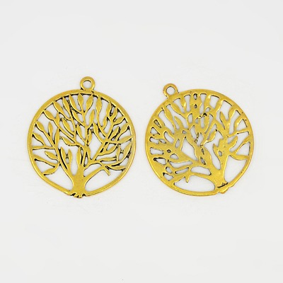PandaHall Tibetan Style Zinc Alloy Pendants, Tree of Life Charm, Lead Free and Cadmium Free, Antique Golden, Size: about 43mm long, 38mm...
