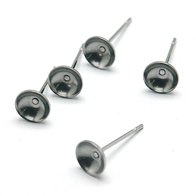 PandaHall 304 Stainless Steel Stud Earring Findings, 13x6mm, Pin: 0.4mm Stainless Steel