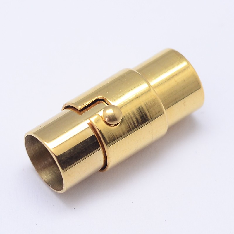 PandaHall Column 304 Stainless Steel Magnetic Clasps, Golden, 17.5x8mm, Hole: 6mm Stainless Steel Column