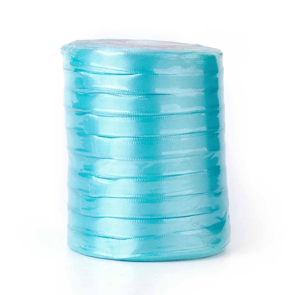 PandaHall Satin Ribbon, made of artificial fibre, 25yards/roll(22.86m/roll) Polyester Cyan