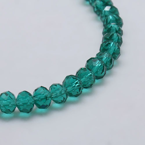 PandaHall Transparent Glass Bead Strands, Faceted, Rondelle, DarkCyan, 8x6mm, Hole: 1mm; about 71pcs/strand, 17.3" Glass Rondelle Cyan