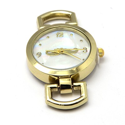 PandaHall Alloy Watch Face Watch Head Watch Components, Flat Round, Golden, 28~29x26x9mm, Hole: 10x5mm Alloy Flat Round