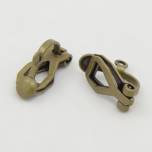 PandaHall Brass Clip-on Earring Findings, for non-pierced ears, Antique Bronze Color, Nickel Free, about 6mm wide, 13mm long; 7mm thick;...