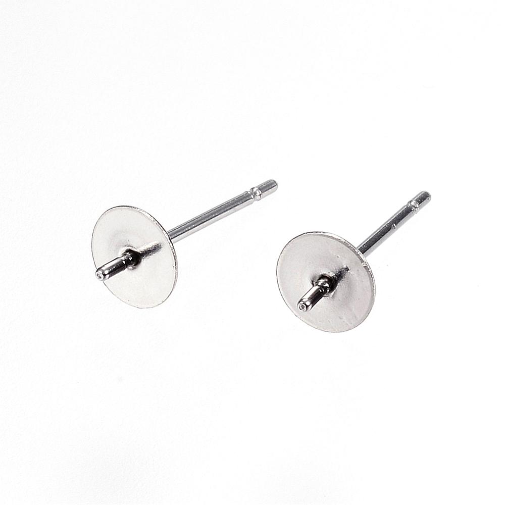 PandaHall 304 Stainless Steel Stud Earring Findings, Stainless Steel Color, 13x5mm, Pin: 0.8mm Stainless Steel