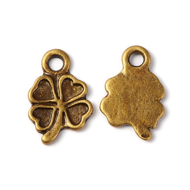 PandaHall Alloy Metal Clover Charms, Lead Free and Cadmium Free and Nickel Free, Antique Bronze, 16x11.5x2mm, Hole: 2.5mm Alloy Clover