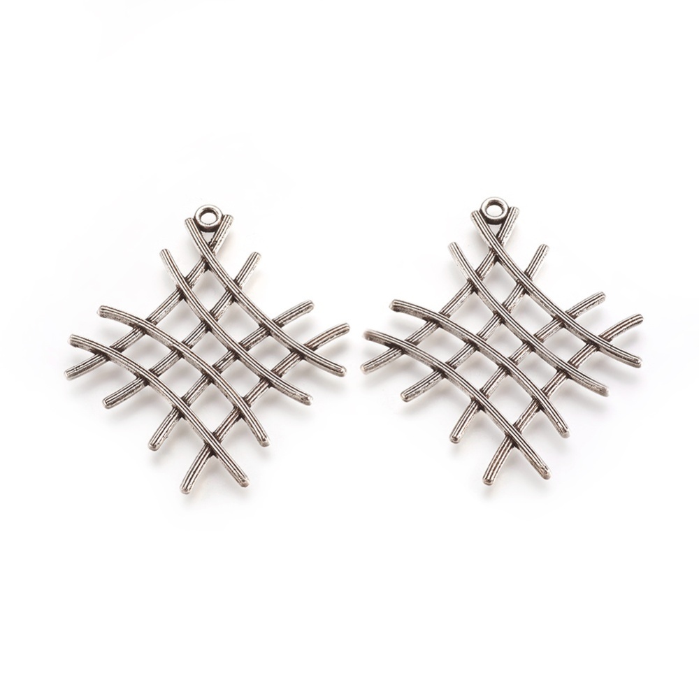 PandaHall Tibetan Style Alloy Big Pendants, Lead Free & Cadmium Free & Nickel Free, Antique Silver, 54x48x3mm, Hole: 2mm. Alloy Rhombus